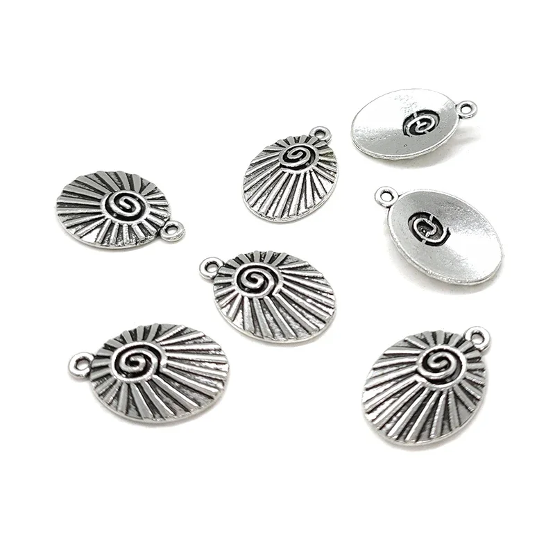 New Fashion 15pcs 20*14MM Retro Zinc Alloy Oval  Sun Shells Shape Charms DIY Jewelry Bracelets Earrings Accessories