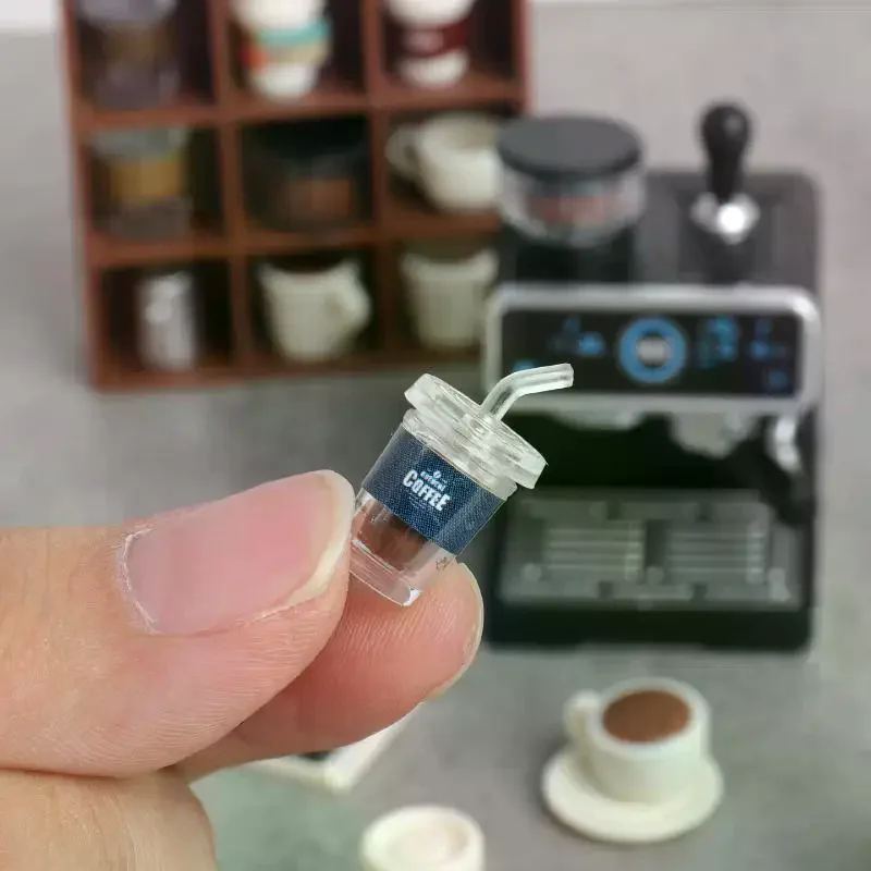 Dollhouse Miniature Coffee Machine Cup Set Coffee Machine Mixer Machine Model Kitchen Doll Electrical Appliance Model Toys 1:12