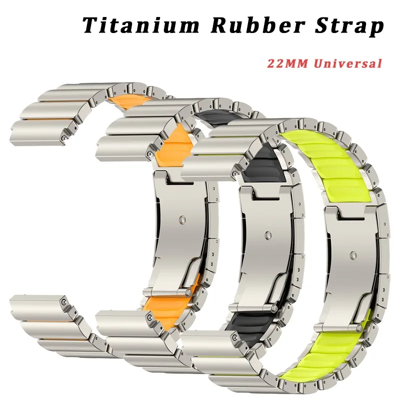 22mm Luxury Titanium Rubber Strap for Huawei Watch GT6/5 GT6/5 Pro 46mm Business Style Wristband for Huawei Watch 5 4 46mm Band