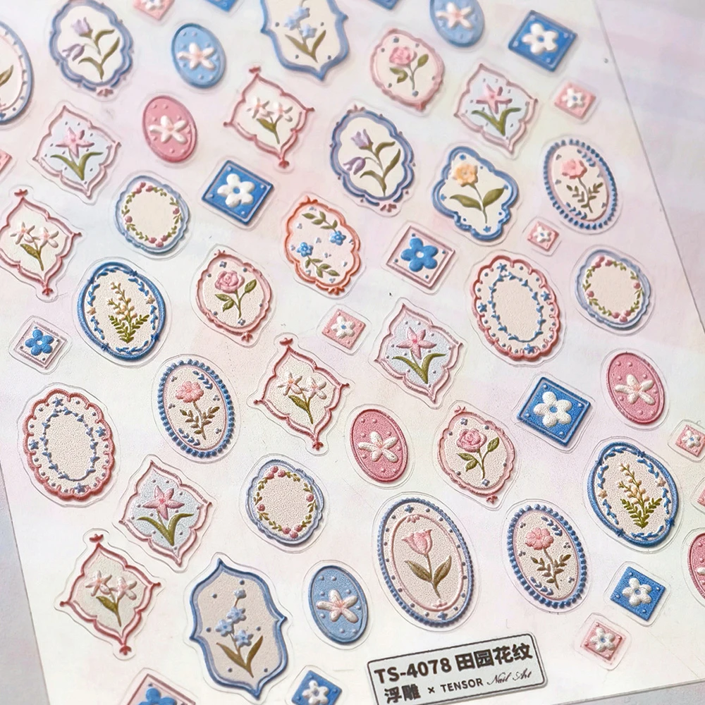 Autocollants 5D pour Nail Art, fleurs de jardin, Roses brodées, pétales de papillon, Relief Floral, décoration auto-adhésive, décalcomanie de manucure, DIY bricolage