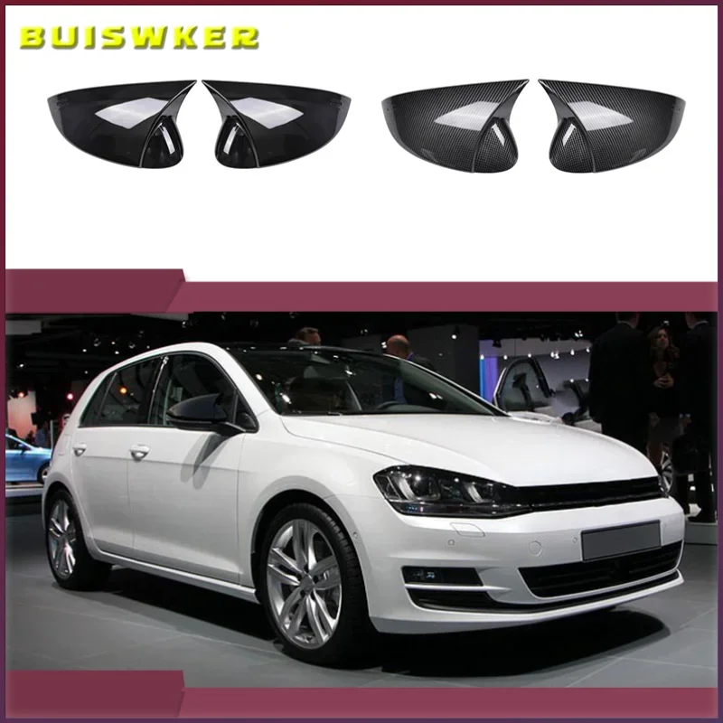 

for Volkswagen Golf MK8 VIII 8 Side Mirror Covers Caps (Carbon Look) 2020 2021 2022 for VW Glossy black wing rearview