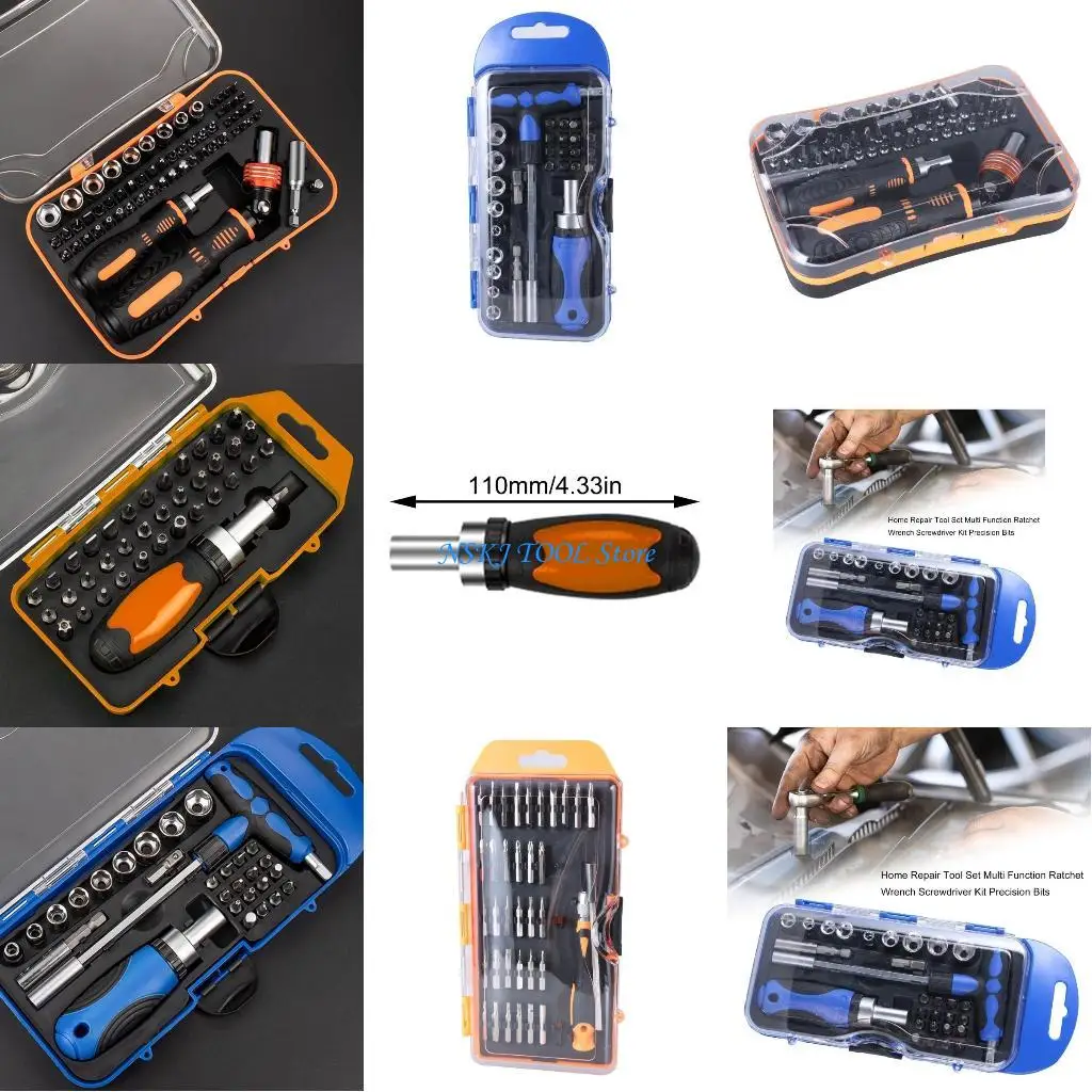 

L8RC Home Repair Set With MultiPosition Ratchet Screwdriver and Various Bit