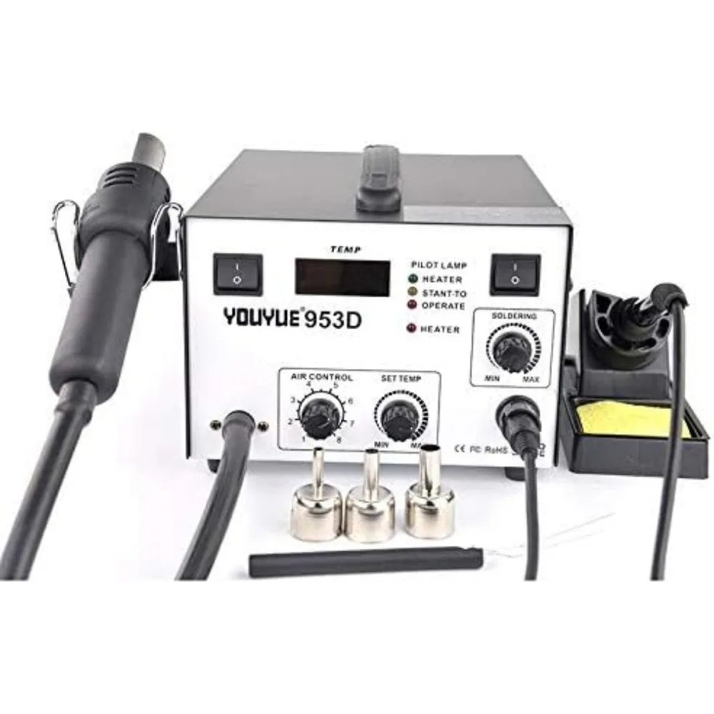 

Soldering YOUYUE 953D Air pump type 220V 2 in 1 SMD Rework Soldering Station Hot Air Gun+Electric Solder Iron For Welding Repair