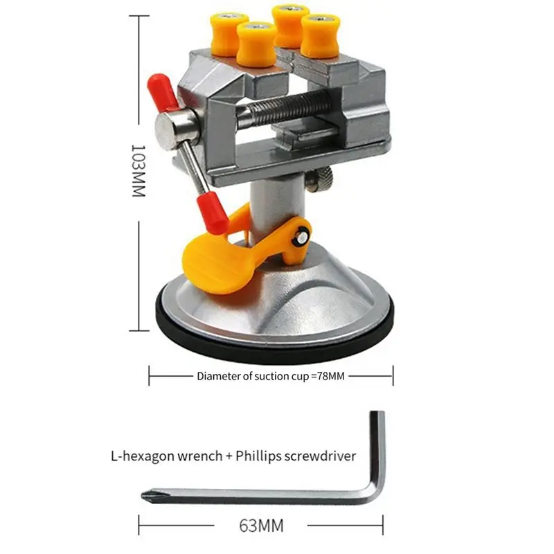Aug. 1 PCS Cup-Type Mini Vise Vise 360-Degree Rotatable Small Vise Vise Mini Walnut Pliers Silver