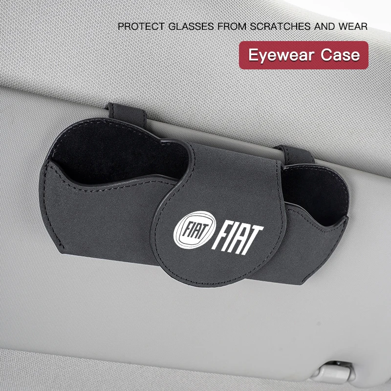 

Автомобильный замшевый держатель для очков Fiat, ящик для хранения солнцезащитных очков, зажим для карт, аксессуары для Ducato Pondo FR500 Punto Panda Doblo Stilo Bravo