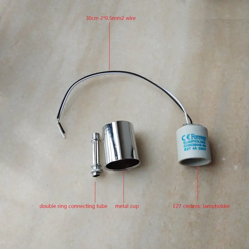 2PCS E27 Ceramic Lamp Head  with 50-90MM Cable + Lamp Cup + Double Head Chandelier Ceiling DIY Lamp Accessories