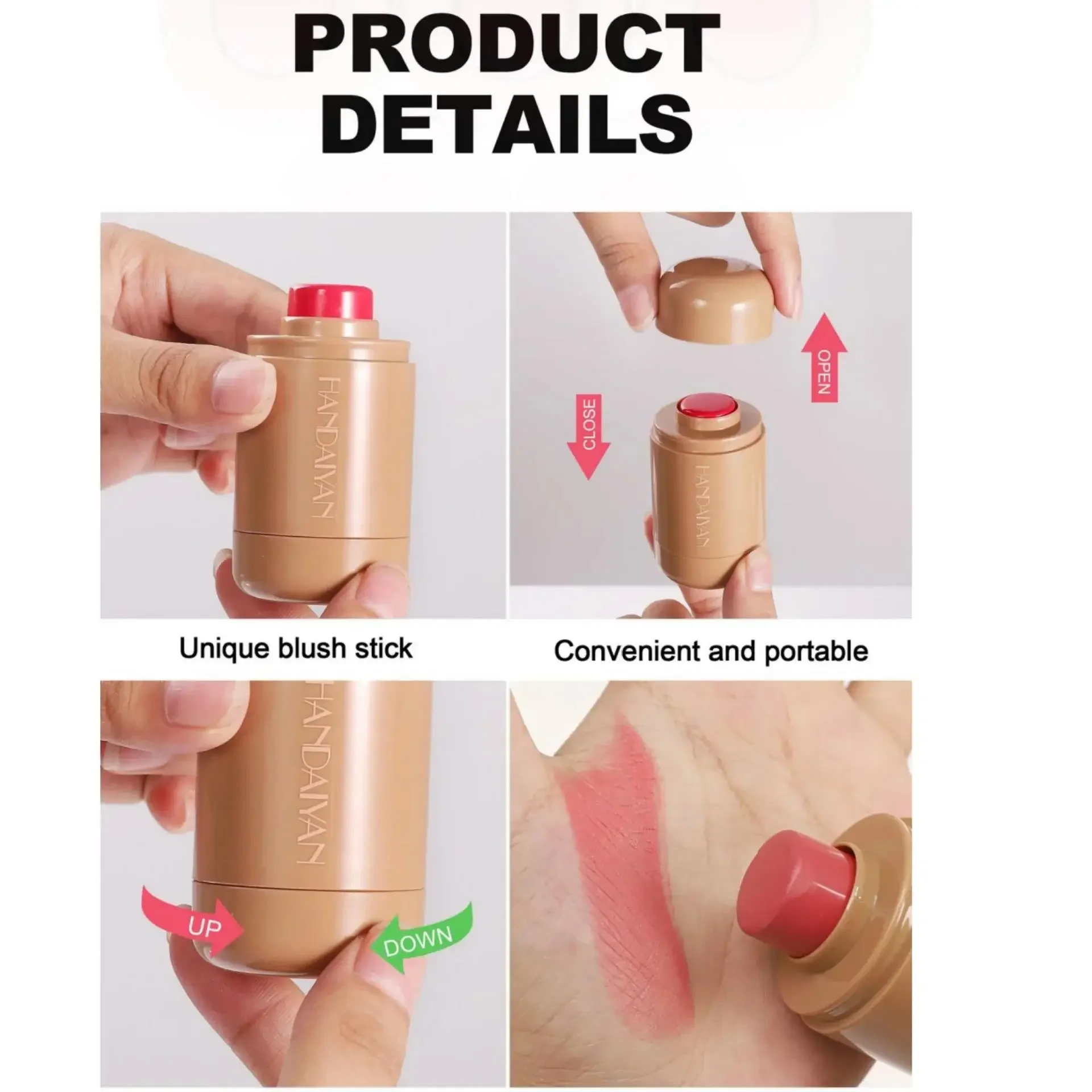 Bâton de fard à joues crème multifonctionnel, soyeux, mélange naturel, longue durée, imperméable, Portable, maquillage Compact, tendance