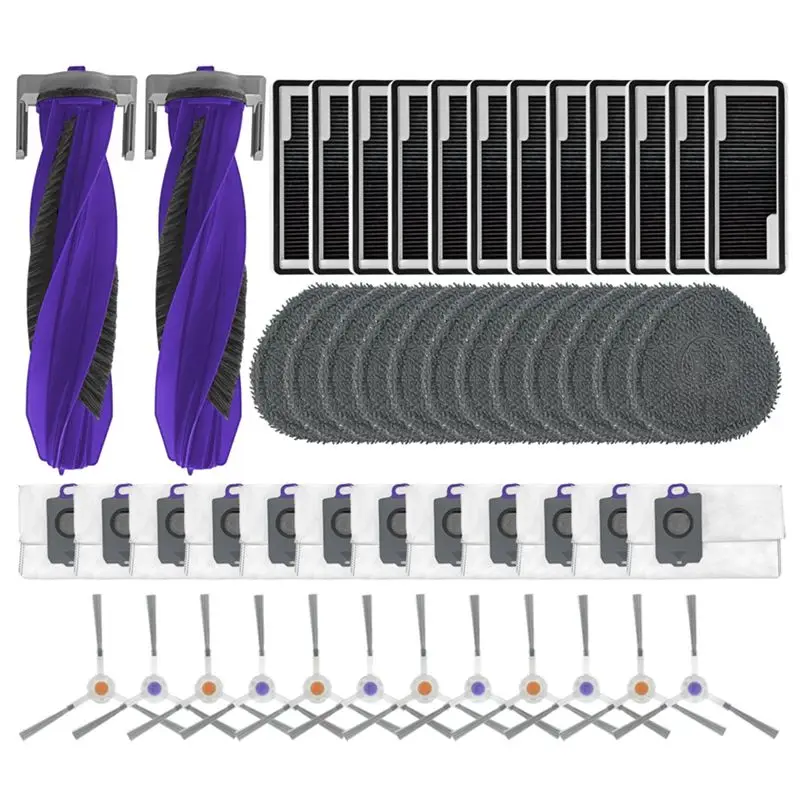 

Совместимые с A84E аксессуары для Narwal 001: основная и боковые щетки, HEPA-фильтр, тряпка для мытья полов, мешок для сбора пыли, запасные части.