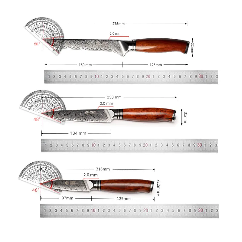 YARENH Kitchen Knife 73 Layers Japanese Damascus Stainless Steel Utility Paring Boning Cleaver Slicing Chef Knives Santoku Knife