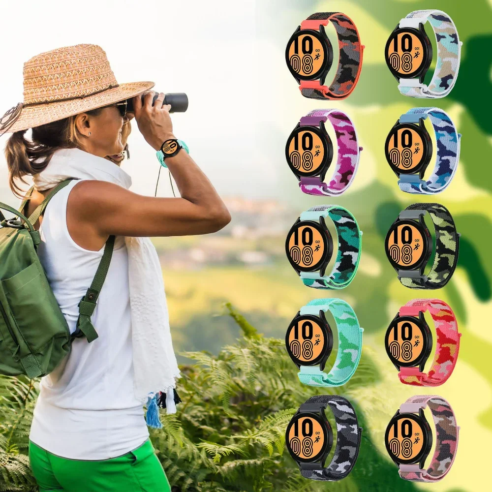 20mm 22mm Nylon Loop Strap for Samsung Galaxy Watch 7 6/Classic 4 5 Pro Active 2 44mm 40mm Wristband Huawei Watch 4 3 GT5/3/2Pro