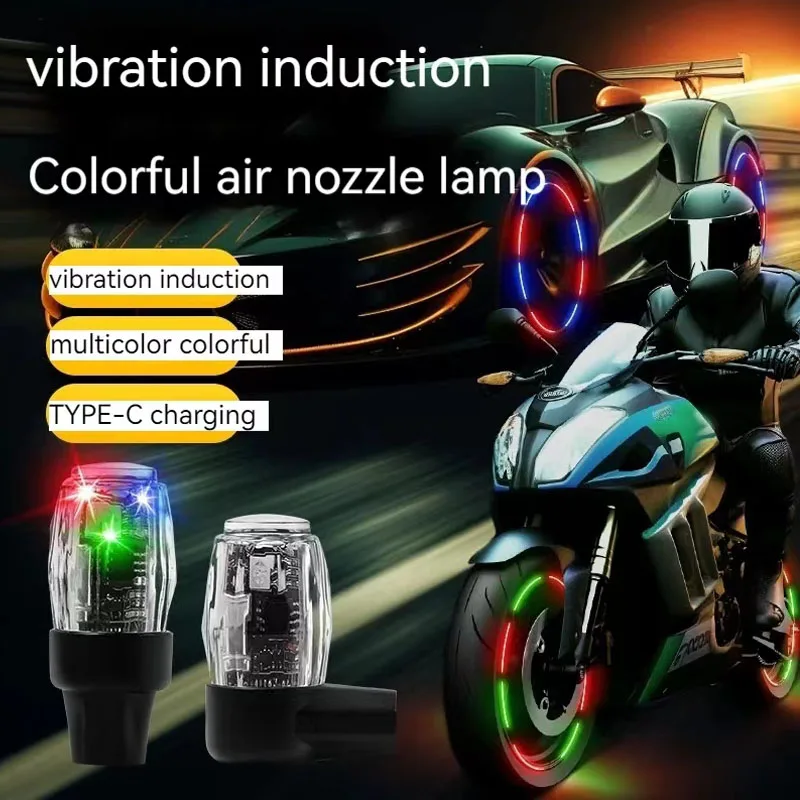 Luz LED para ruedas de motocicleta, nuevo diseño, modelo de coche, carga usb, tapa de válvula de neumático de rueda automática, luz de cubo de ciclismo luminosa, accesorios para coche
