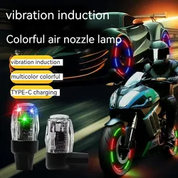 New design LED wheels light motocycle car model usb charging auto wheel tire valve cap luminous cycling hub light car accessori