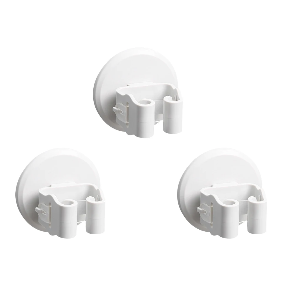 

3pcs Mop Broom Holder White No Trace Hooks Storage Organizer Suction Cup Clamp Anti Slip Roller Kitchen Balcony Bathroom Tools