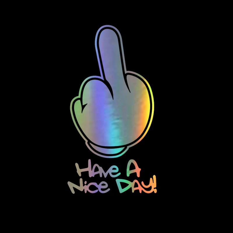 7.9X14.9CM تصفيف السيارة لديه يومًا لطيفًا! ملصقات سيارة ذات إصبع متوسط وزخرفة مضحكة من ألياف الكربون باللون الأبيض والأسود