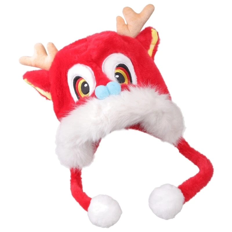 

2026 Новый год, новогодняя шапка с головой дракона, перчатка, шарф, комплект 3 в 1, толстая плюшевая шапка-ушанка для взрослых