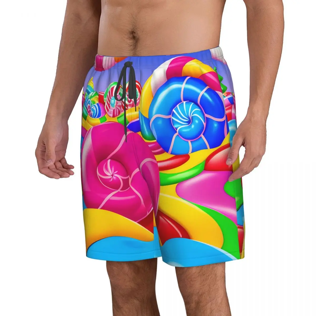 Candy Land Printing Men Swimsuit Swimming Trunks Boxer Swim Beach Quick Dry Swimming Shorts