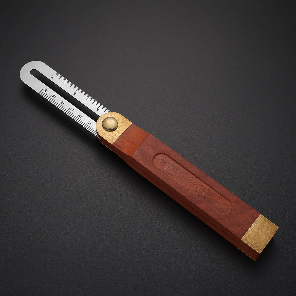 

2 pcs StainlessSteel SlidingTBevel 9Inch AdjustableCarpenterTool DepthGauge WoodenH BrassAccents DegreesLock Ruler