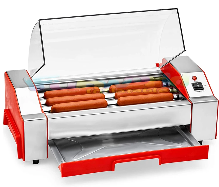 

Popular hot dog roller with bun warmer machine distributeur automatique de snack hotdog cookers