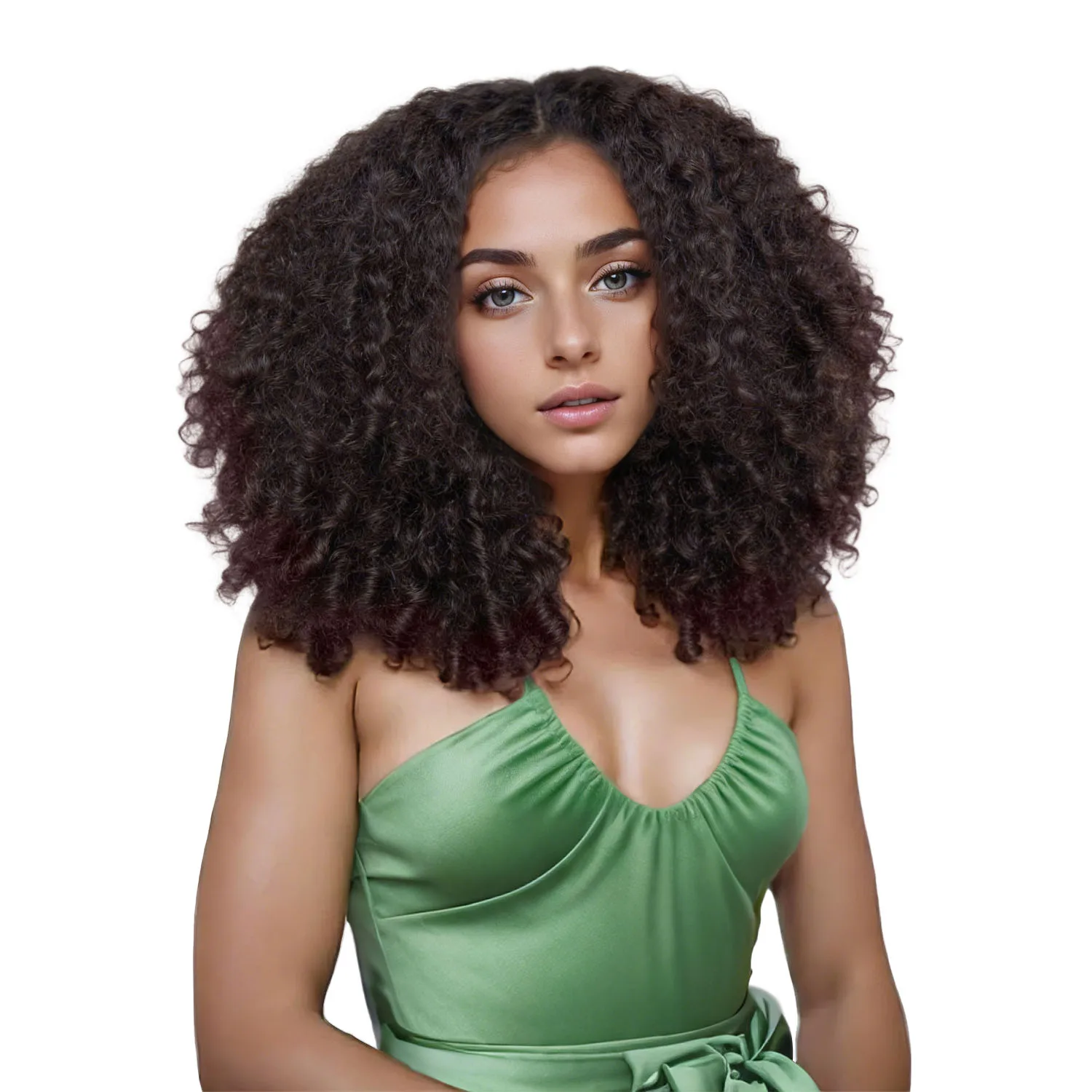 Synthetic Wigs Voluminous Kinky Shot Curly for Women Natural Dark Brown Wig with Middle Part Heat Resistant Permable Daily Party