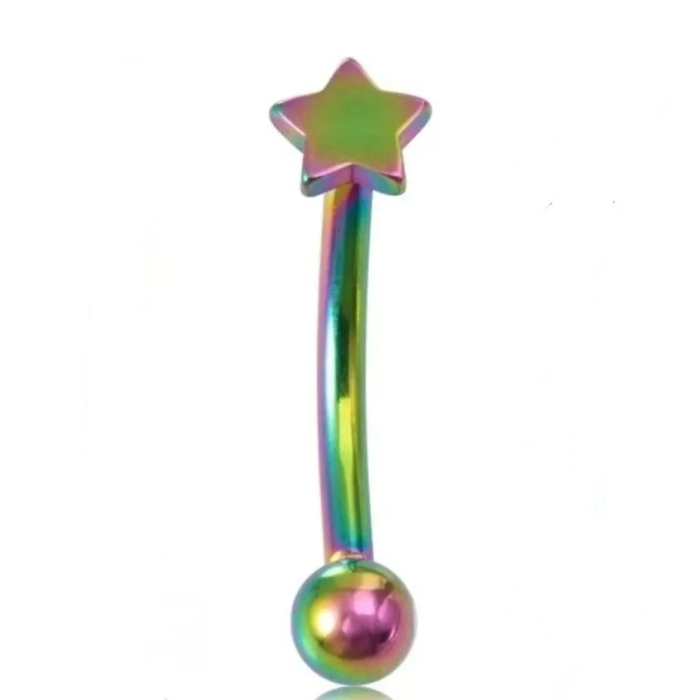 Multiple Uses Stainless Steel Curved Eyebrow Sticks Heart Cross Banana Ring Flower Star Gothic Style Eyebrow Piercing Daily Use