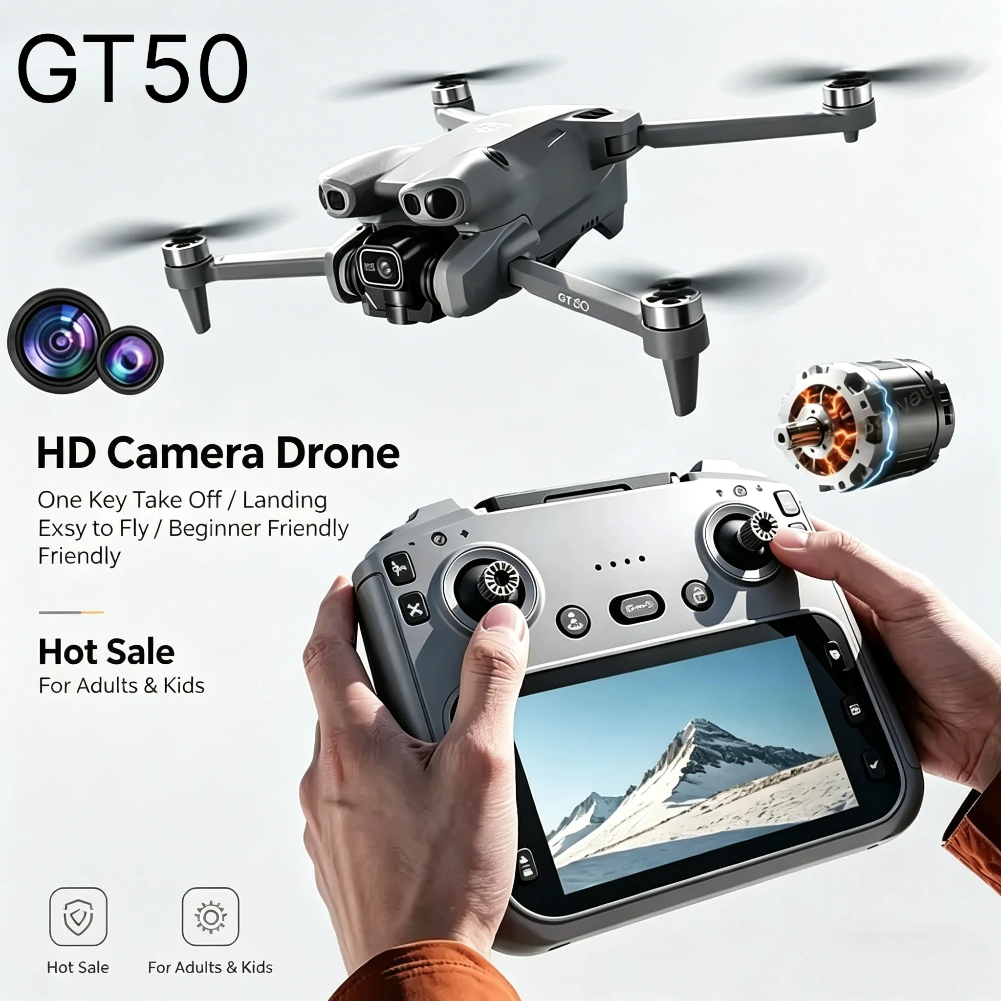 Original GT50 Drone 8K GPS Foldable Quadcopter 4.3'' Screen Remote Control Lightweight Beginner Pro+ Drone for Adults Travel X