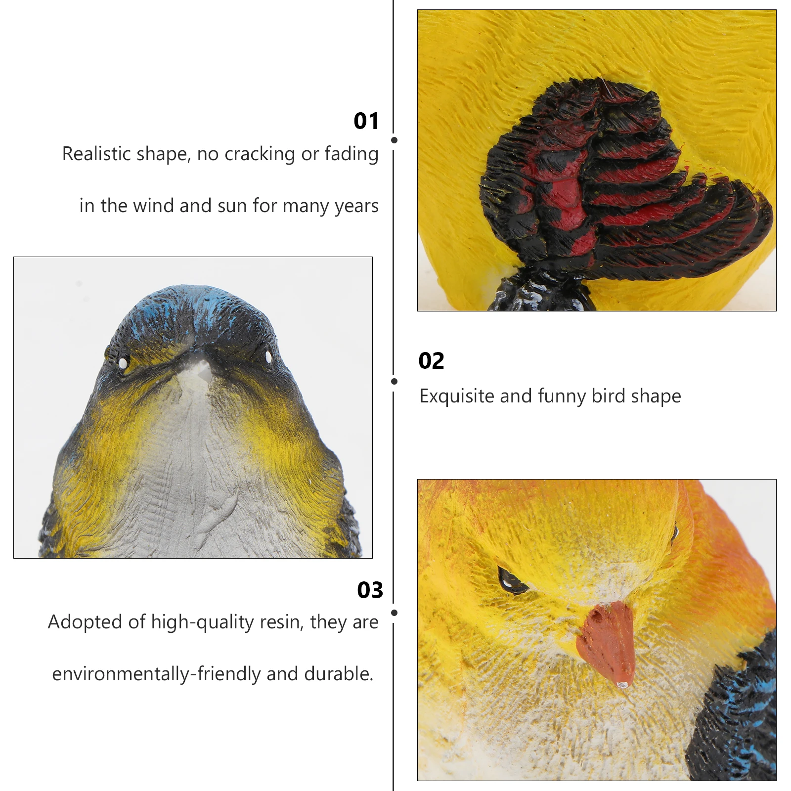 

4 PCS Birds Resin Crafts Small Figurines Micro Landscape Desktop Decor Colorful Mini Decors