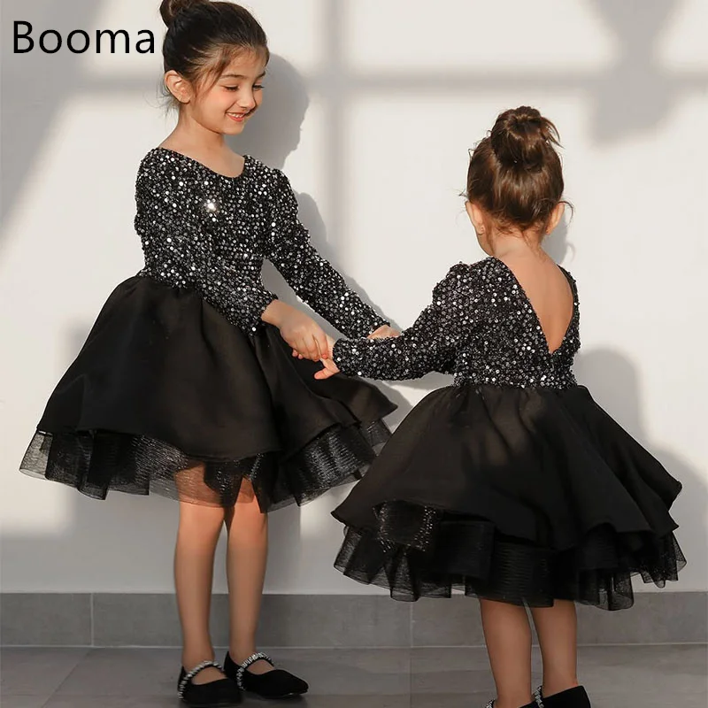 Booma Flowers Girl Dresses Knee-Length Wedding Party Dress for Kids A-Line Girls Prom Gowns Customized