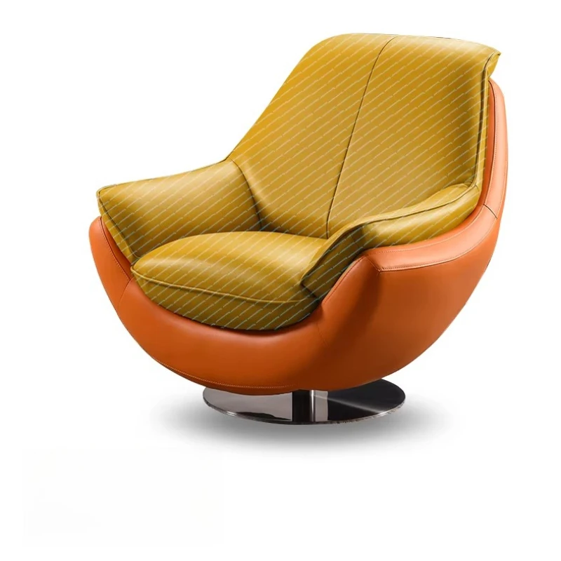 

Кресло для спальни, светлый роскошный современный кожаный одиночный диван, вращающийся стул