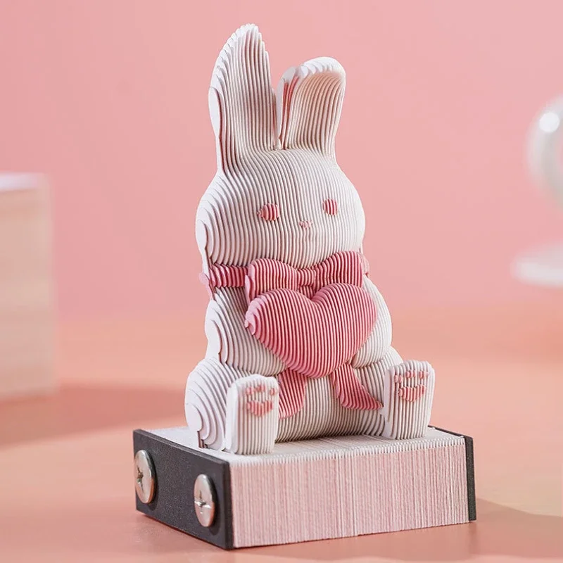 3D Calendar Figurines Cute Rabbit Memo Pad Notes Calendar Art Home Decoration For Girl Notepad Desk Dragon Paper Sculpture