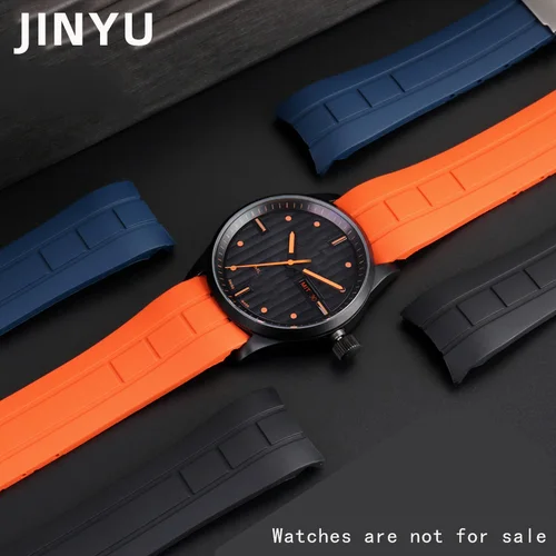 Imagen 2 del producto Curved end watchband  22mm 23mm For Mido M005430A M005614A Waterproof rubber watchband for Citizen blue angel silicone strapangel silicone strap