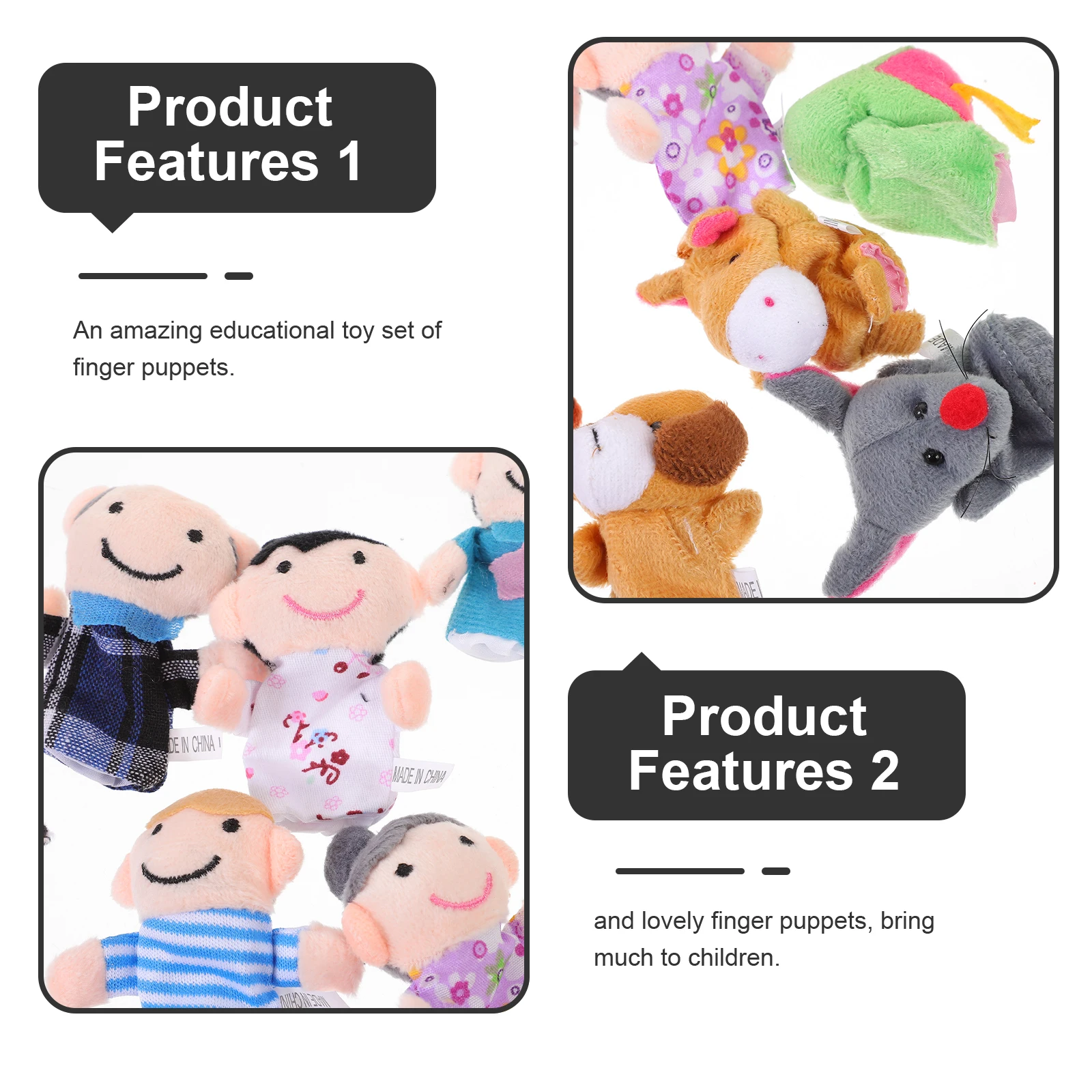 Marionnettes à doigts en velours doux pour enfants, 18 pièces, maison de raconter tendre, ensemble de jouets éducatifs