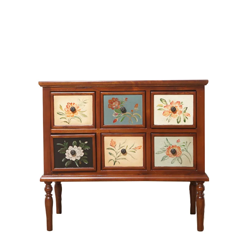 Retro bucket cabinet Solid wood locker Painted cabinet Xuan cabinet Small multi-layer storage