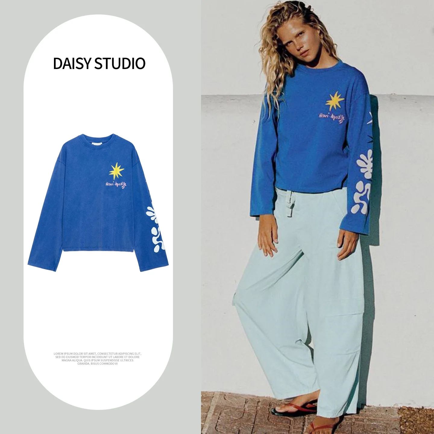 Loose Fit Long Sleeve round Neck Washed Effect T-Shirt New Autumn Women's Fashion Lazy Style Polyester Fiber 100% T-shirt