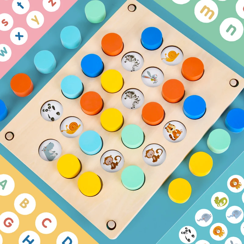 Montessori Wooden Color Shape Matching Cognition Learning Game Board Early Stimulate Children Brain Logic Thinking Develop Toys