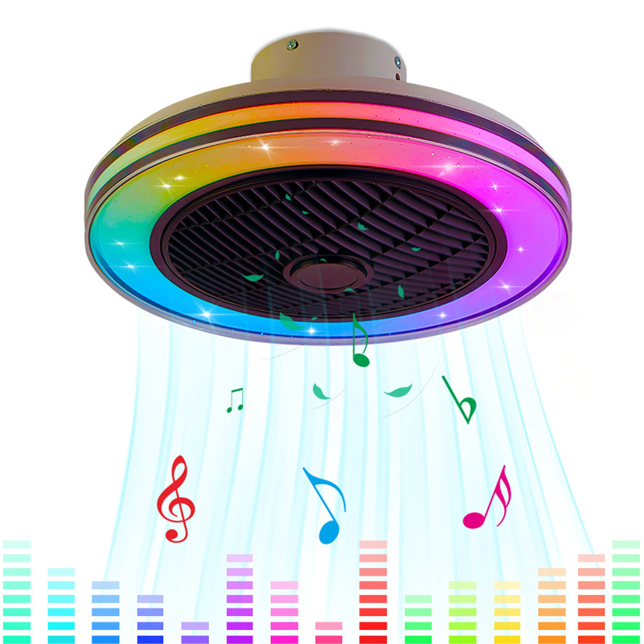 RGB Ceiling Fan with Light LED Silent Sealing Fan with Remot