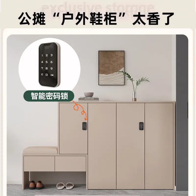 The shoe cabinet password lock can be changed into a shoe stool, the home door is integrated, the entrance door is against