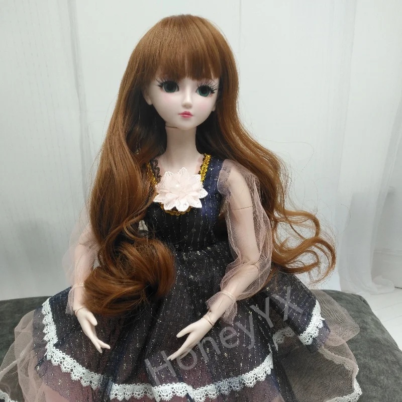 วิกผมตุ๊กตา1/3ยาวหยิก8-9นิ้วสำหรับ BJD SD เครื่องประดับวิกผมตุ๊กตาขนาด21ซม. ถึง23ซม.