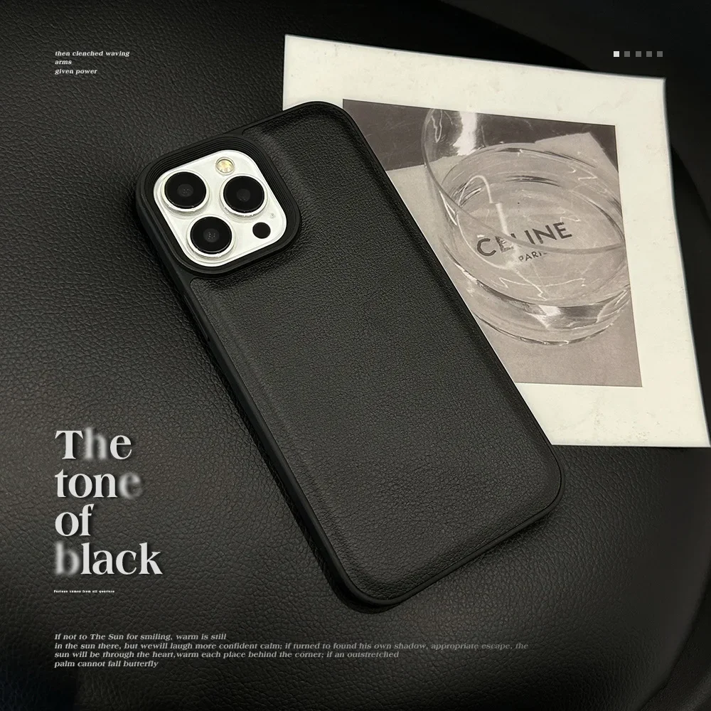 Retro litchi Pattern Minimalism art Phone Case For iPhone 16 15 14 13 12 11 Pro Max 16 Case Cute luxury leather business Cover