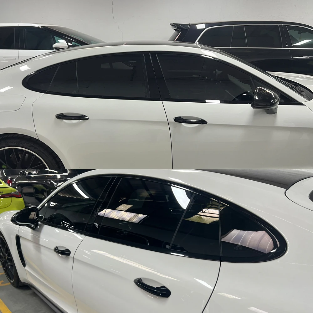 For Porsche Panamera 971 2017-2023 Hatchback Window Chrome Remote Dimming Racks ABC Glossy Black Stickers