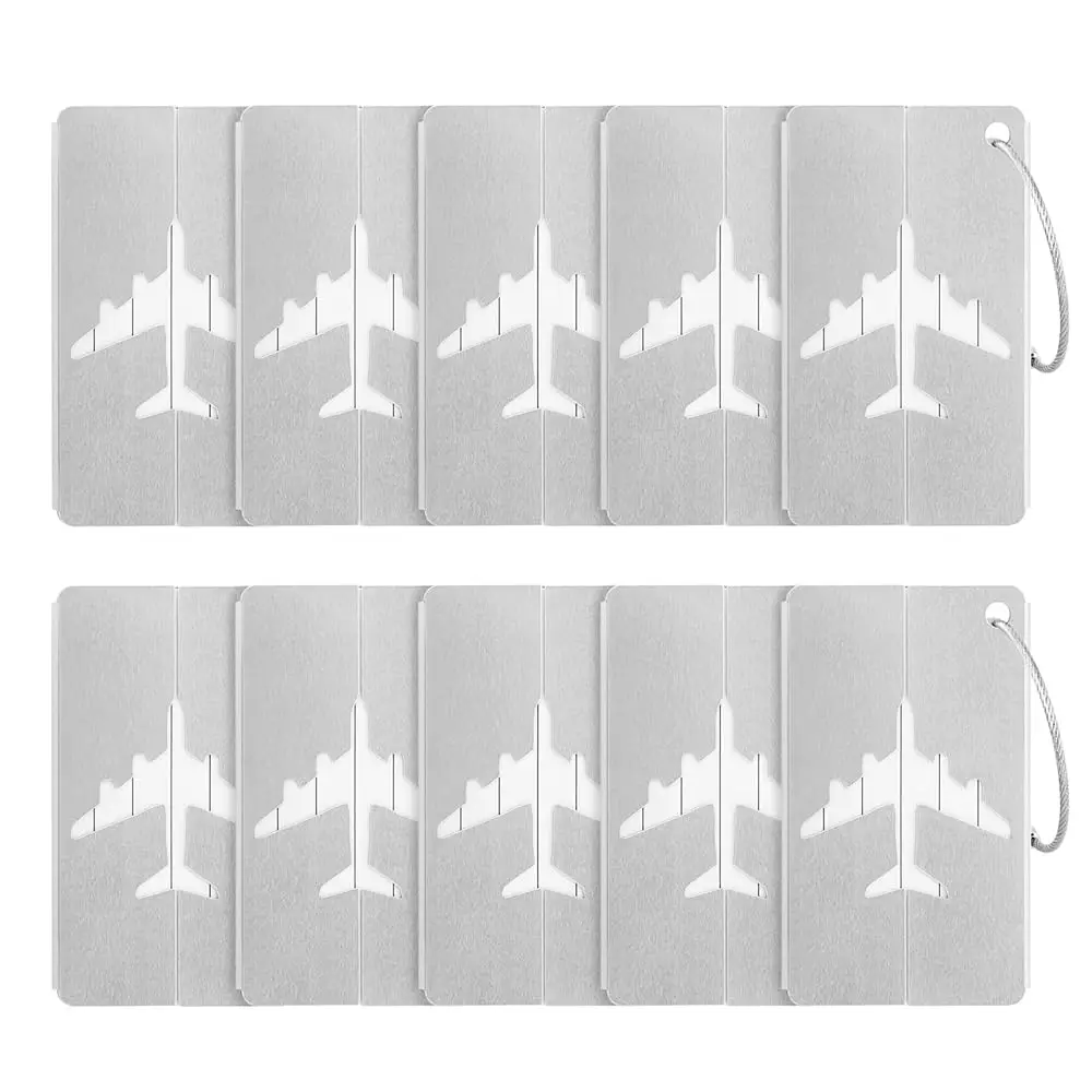

Free Shipping74 Pcs Luggage Tags Gifts -24 Set Silver Airplane Design Luggage Tags for Guests with 24 PcsTags and 24 White Sheer