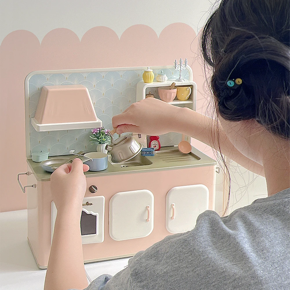 Aizulhomey Dollhouse Miniature Furniture 1/6 Metal Mini Kitchen Set Dollhouse Accessories For Blythe BJD Toys Gifts