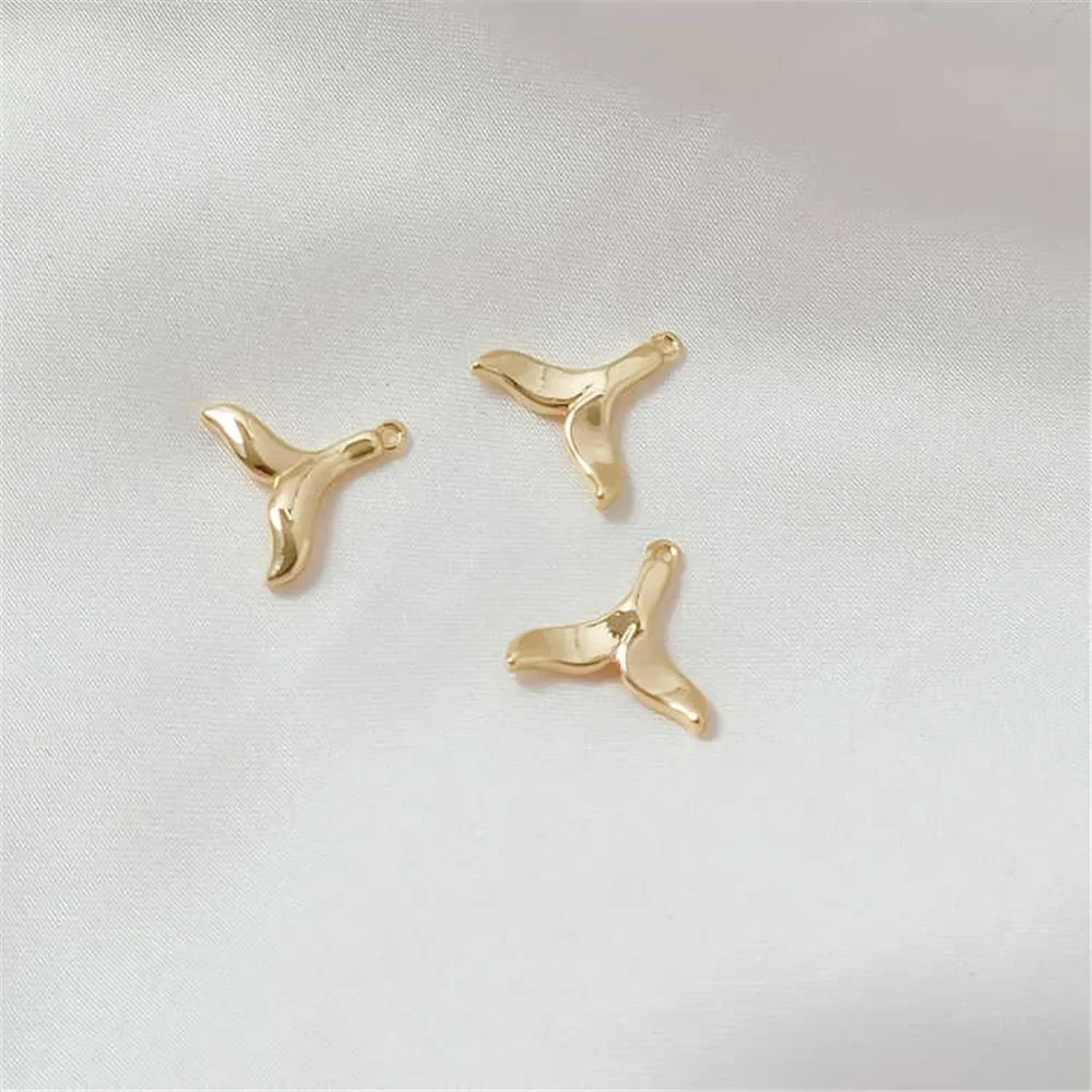 Pendentif lune étoile à cinq branches en forme de fleur de queue de poisson en or véritable plaqué cuivre 14K, bracelet à bricoler soi-même fabriqué à la main, pendentif de bijoux de collier