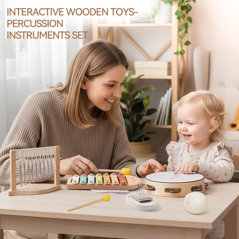 Juguetes musicales Montessori para niños, instrumentos educativos de madera, instrumentos de percusión para bebés, estación de música, regalo de cumpleaños para recién nacidos