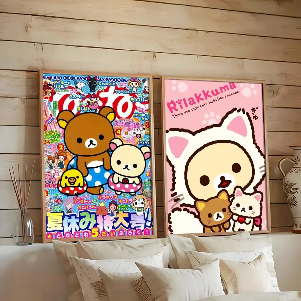R-R-R-Rilakkuma affiche HD Art collant mur étanche maison salon chambre Bar décoration esthétique