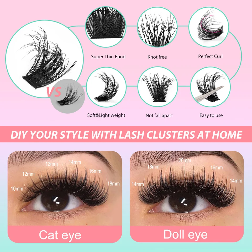 MIOFIA 5D clusters voluminosos y gruesos 30D-150D 10-18mm, largos mixtos, naturales, DIY, reutilizables 4