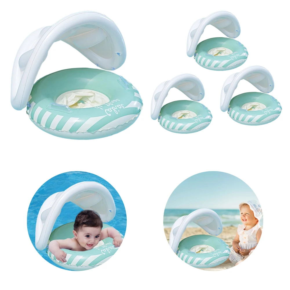 Anneau de bain pour bébé avec pare-soleil, Tube flottant étanche avec poignées et siège, anneaux de piscine pour garçons et filles