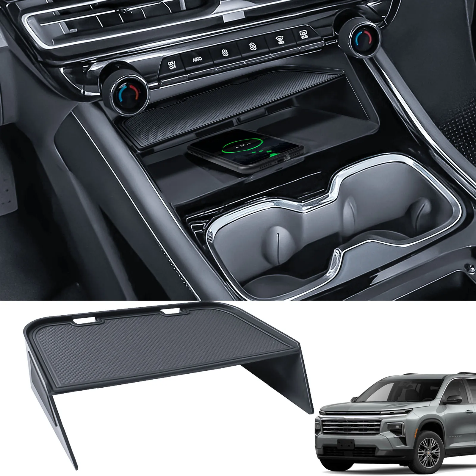 

Center Console Organizer Tray for 2024-2025 Chevy Traverse Interior Phone Holder Middle Center Console Storage Box Accessories