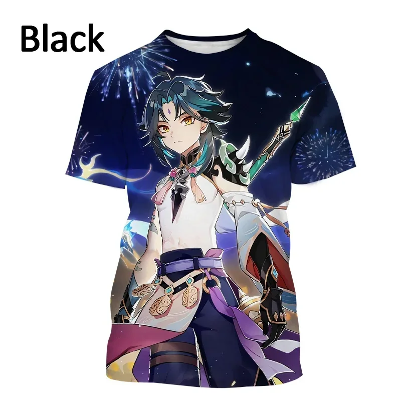 Лидер продаж, футболка с 3d принтом Genshin Impact, индивидуальный Повседневный модный топ унисекс с круглым вырезом и коротким рукавом