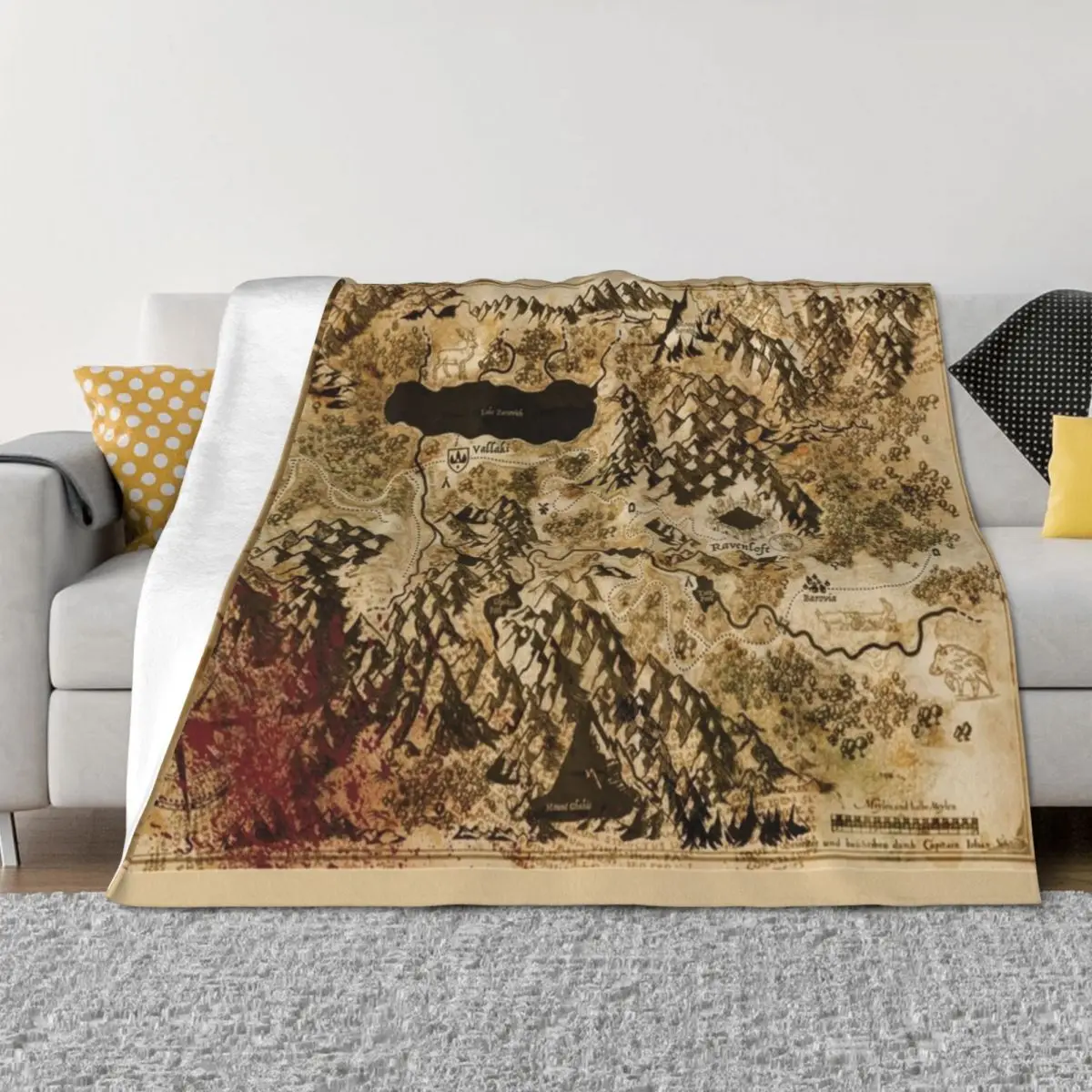 

Dr. Rudolf Van Richten's Annotated Map Of Barovia Throw Blanket Soft Beds Bed covers Quilt heavy to sleep Blankets