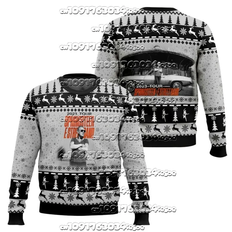 ブルース・スプリングスティーン クリスマスハット ギタリスト 長袖 アメリカンロック クリスマス衣装 お祭りムード ラウンドネック プルオーバー トップス